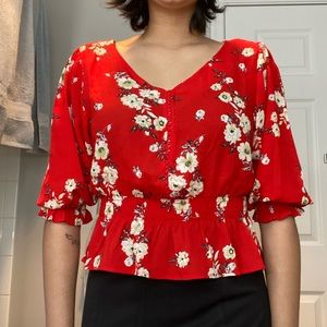 Red Floral Top